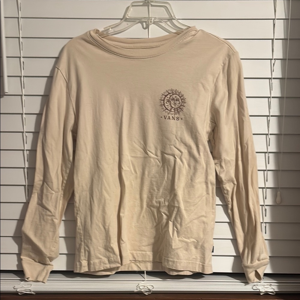 Vans Cream Long Sleeve Tee with Ribbed Cuffs